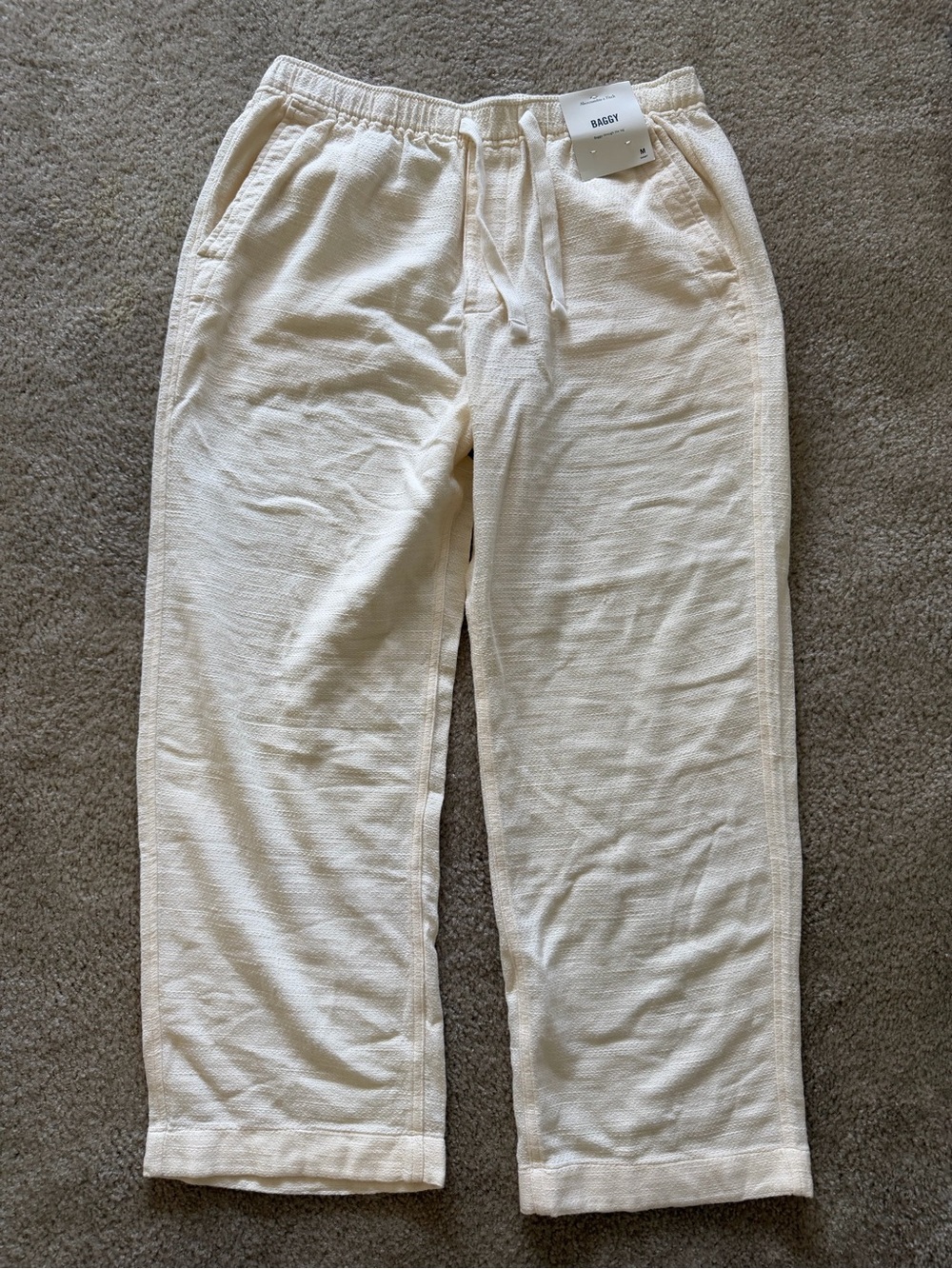Abercrombie & Fitch Cream Drawstring Joggers